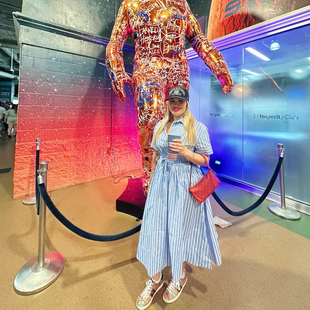 Blue and White Striped Dress